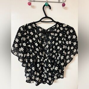 Black and White Floral Top
